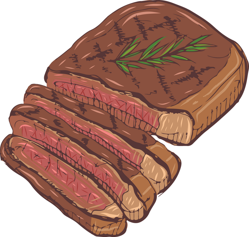 Beef Steak Flat Color Retro Style